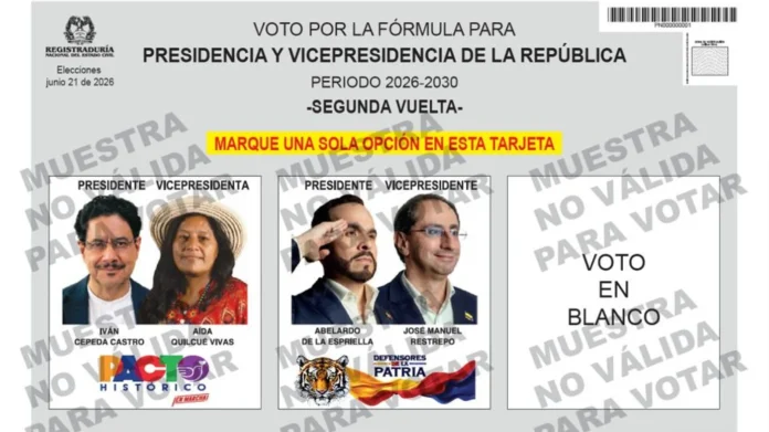 tarjetón segunda vuelta presidencial