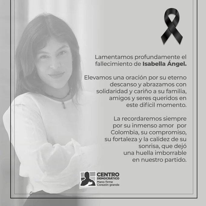 Comunicado Centro Democrático muerte de Isabella Ángel