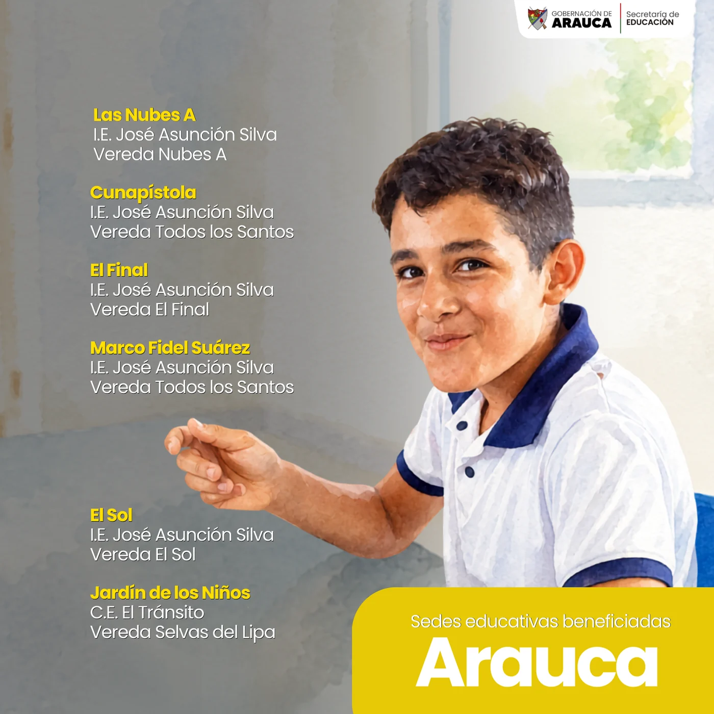 obras escolares rurales en Arauca