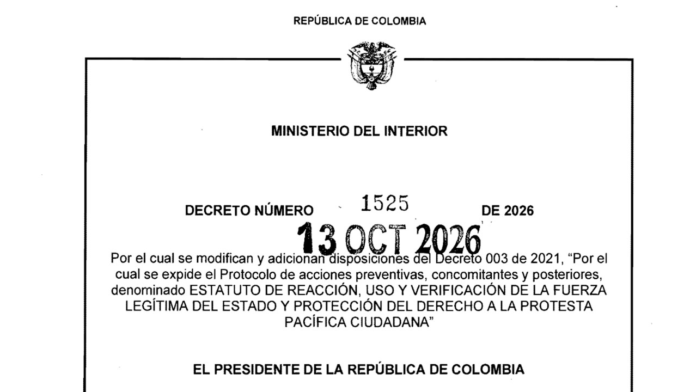 Decreto 1525 cambia la intervención policial en protestas